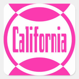 Adesivo Quadrado Design do logotipo rosa da Califórnia nº 1 Adesi