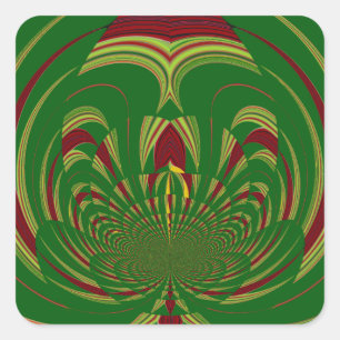 Adesivo Quadrado Design do Padrão Floral Verde-Étnico Africano