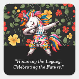 Adesivo Quadrado Design do Unicórnio do Mês de História Negra |