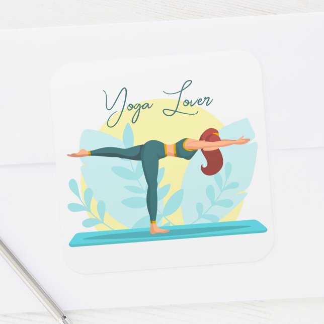 Adesivo Quadrado Design do Yoga Lover personalizável com a dose do  (Criador carregado)