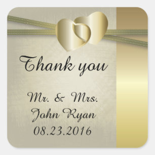 Adesivo Quadrado Design dourado elegante dos corações