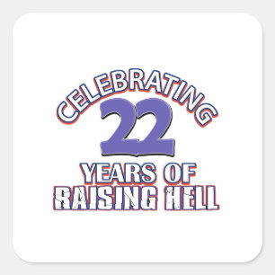Adesivo Quadrado Design ENGRAÇADO de um aniversário de 22 anos