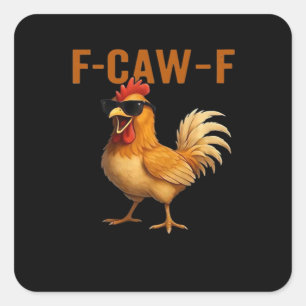 Adesivo Quadrado Design Estético Clássico de Frango F-Caw-F