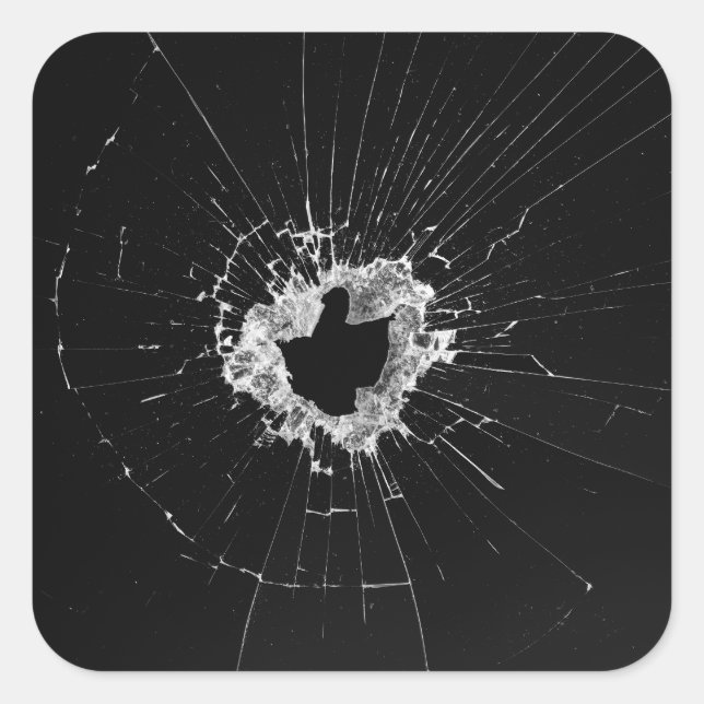 Adesivo Quadrado Design falso rachado quebrado - Dissuasão de roubo (Frente)