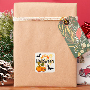 Adesivo Quadrado Design Feliz Halloween