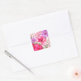 Adesivo Quadrado Design Floral Personalizado
