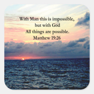ADESIVO QUADRADO DESIGN FOTO MOTIVATIVO DE MATTHEW 19:26