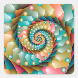 Adesivo Quadrado Design fractal espiral do Pastel