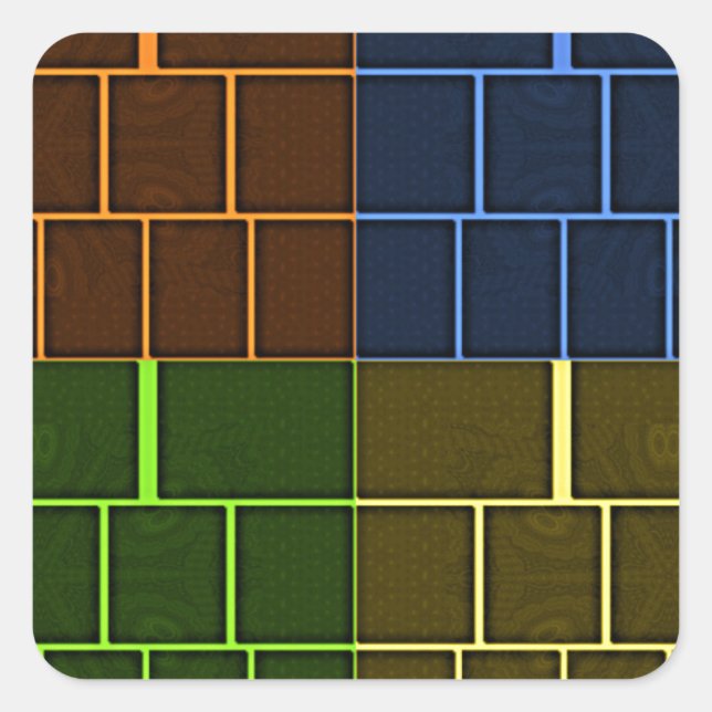 Adesivo Quadrado Design geométrica maravilhosa da cor do arco-íris (Frente)