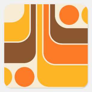 Adesivo Quadrado Design Geométrico do Estilo Retroativo dos anos 70