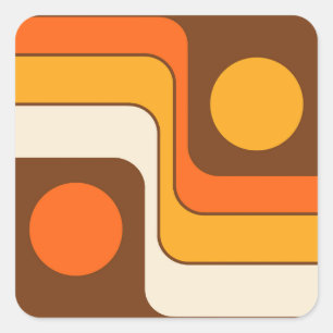 Adesivo Quadrado Design Geométrico do Estilo Retroativo dos anos 70