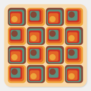 Adesivo Quadrado Design Geométrico do Estilo Retroativo dos anos 70