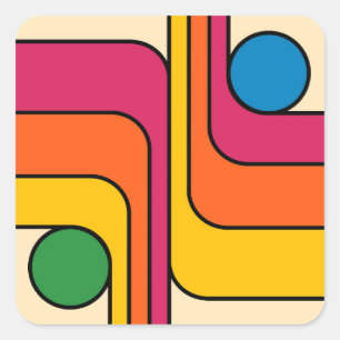 Adesivo Quadrado Design Geométrico Estilo Retro Mod Anos 70