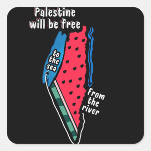 Adesivo Quadrado design gráfico do mapa de melancia da palestina co