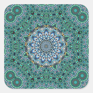 Adesivo Quadrado Design Kaleidoscopic das reflexões do mosaico de