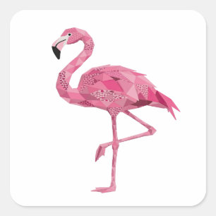 Adesivo Quadrado Design Original de Decalcomania de Flamingo Rosa