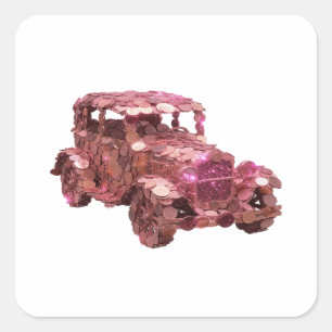 Adesivo Quadrado Design Original do Rótulo PRATA CARRO DE DINHEIRO