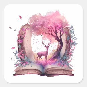 Adesivo Quadrado Design para Amantes de Livros de Fantasia