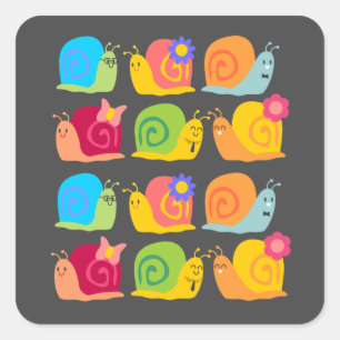 Adesivo Quadrado design para crianças de caracol