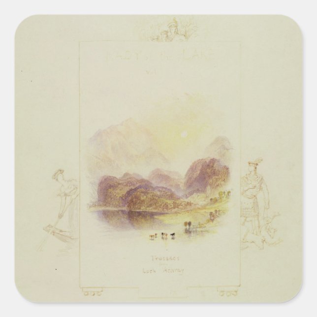 Adesivo Quadrado Design para uma ilustração do 'Lad' de Walter Scot (Frente)