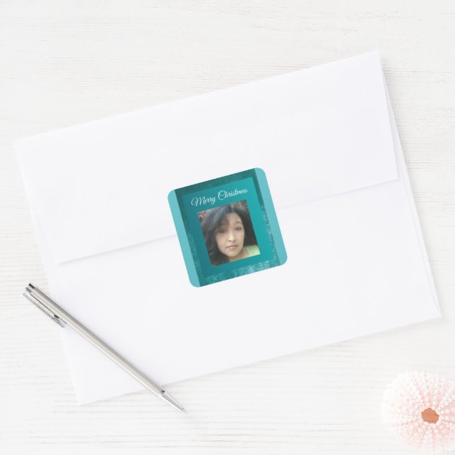 Adesivo Quadrado Design personalizável do Teal Velvet do MVB Faux (Envelope)