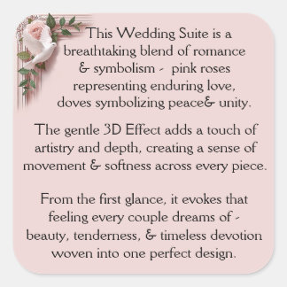 Adesivo Quadrado Design Pink Roses & Doves
