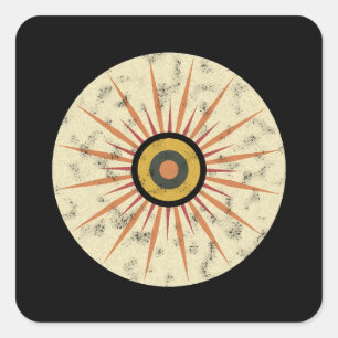 Adesivo Quadrado Design Retro Boho de Explosão Solar