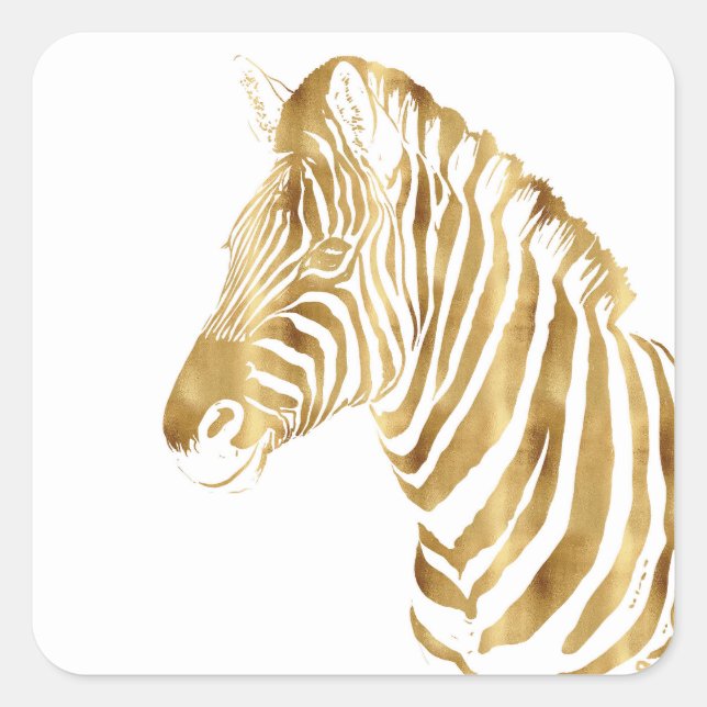 Adesivo Quadrado Design Safari Dourado moderno, Zebra Animal Safari (Frente)