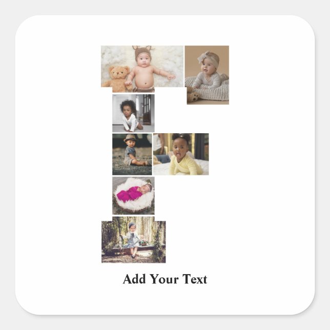 Adesivo Quadrado Design Sua Própria Colagem de Fotografias F (Frente)