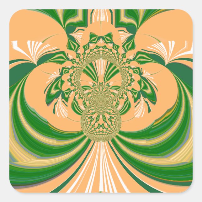Adesivo Quadrado Design verde amarelo. (Frente)