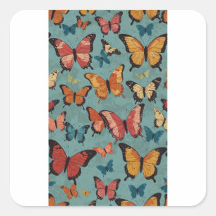 Adesivo Quadrado Designs De Camisa-T De Borboleta Whimsical