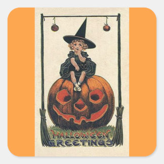 Adesivo Quadrado Designs de Halloween de Bruxas Vintage