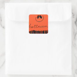 Adesivo Quadrado Designs de Halloween em laranja