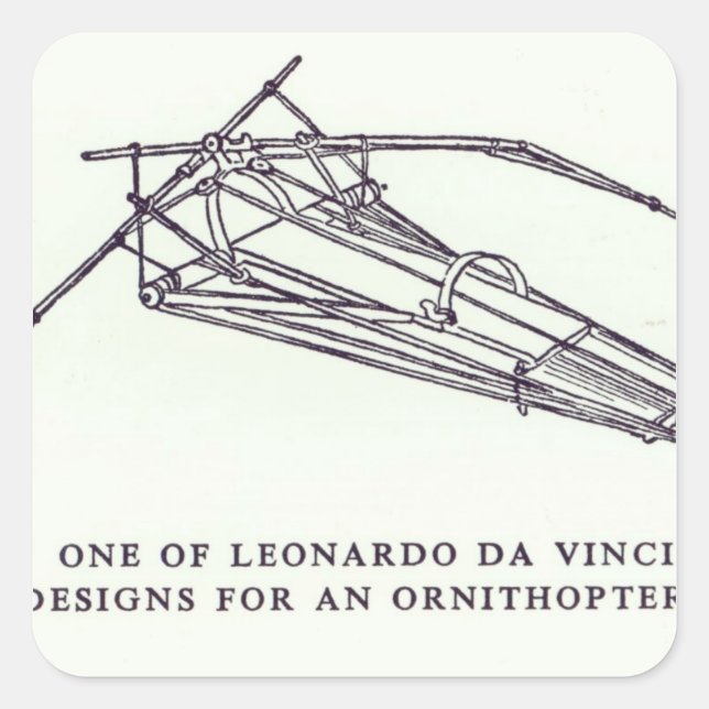 Adesivo Quadrado Designs de Leonardo da Vinci para Ornitóptero (Frente)