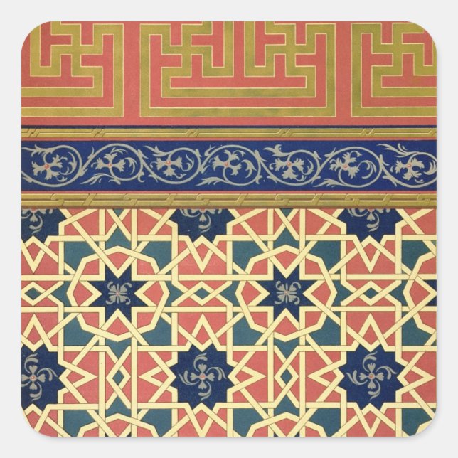 Adesivo Quadrado Designs decorativas árabes (lito colorido) (Frente)