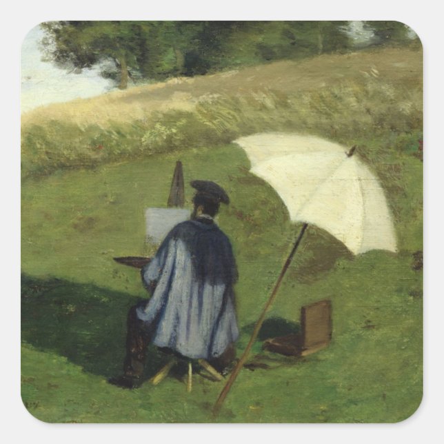 Adesivo Quadrado Desire Dubois Painting in the Open Air, c.1852 (Frente)