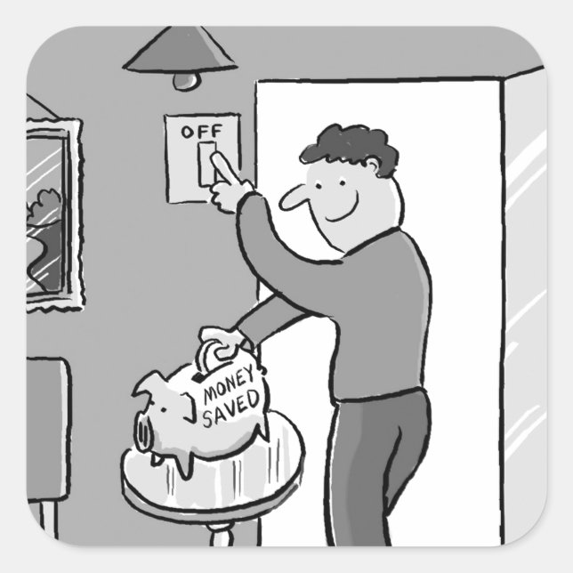 Adesivo Quadrado Desligar Luzes economizar energia (Frente)