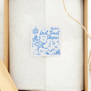 Adesivo Quadrado Despedida de Solteira nas Esquis Último Brinde nas