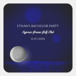 Adesivo Quadrado Despedida de solteiro de golfe - golfe azul Marinh