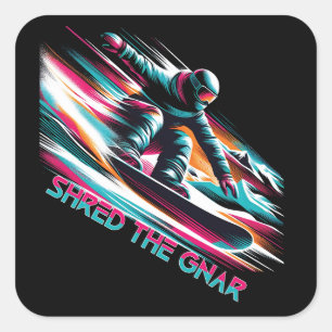Adesivo Quadrado Destruiu o Gnar Snowboard
