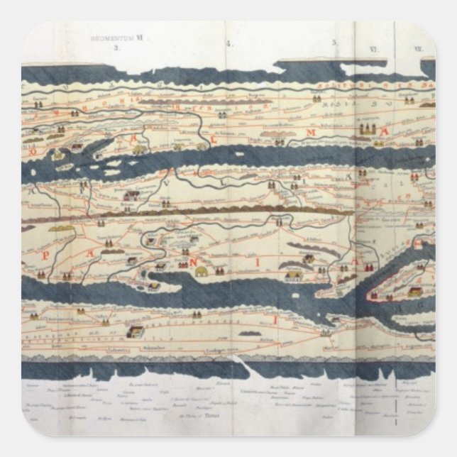 Adesivo Quadrado Detalhe da Mesa Peutinger (Frente)