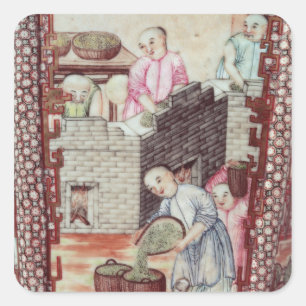 Adesivo Quadrado Detalhe de um vaso que descreve chá de secagem