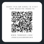 Adesivo Quadrado Detalhes do Casamento Código Qr Simples Chic Preto<br><div class="desc">Projetado para casais que apreciam a simplicidade da estética moderna. O uso de um código QR permite que seus hóspedes acessem informações detalhadas sobre o seu casamento quando for conveniente,  enquanto o design preto e mínimo adiciona um toque de classe.</div>