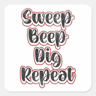 Adesivo Quadrado Detector de metal detectando repetição de ideias