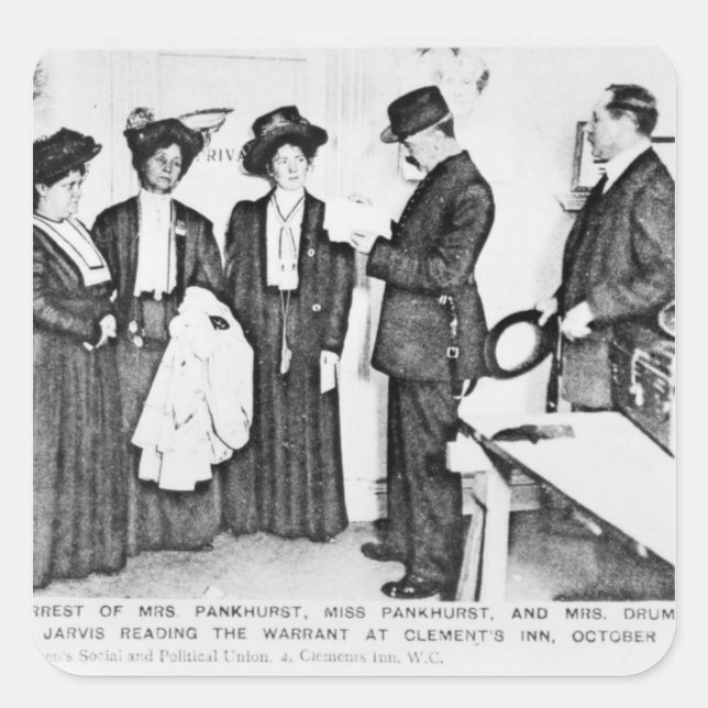 Adesivo Quadrado Detenção de Pankhurst (Frente)