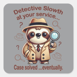Adesivo Quadrado "Detetive Sloth" Sloth Private Eye