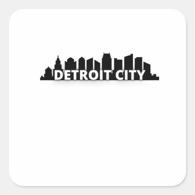 Adesivo Quadrado Detroit City Skyscraper Skyline (Frente)