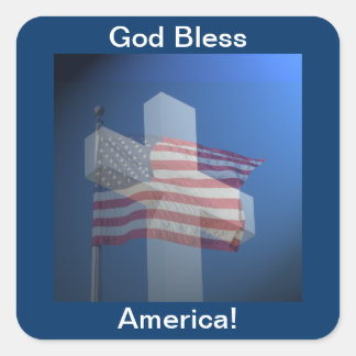 Adesivo Quadrado Deus abençoe América!  Presentes e roupa