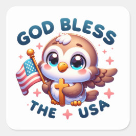 Adesivo Quadrado deus abençoe do Dia da Independência em 4 de julho