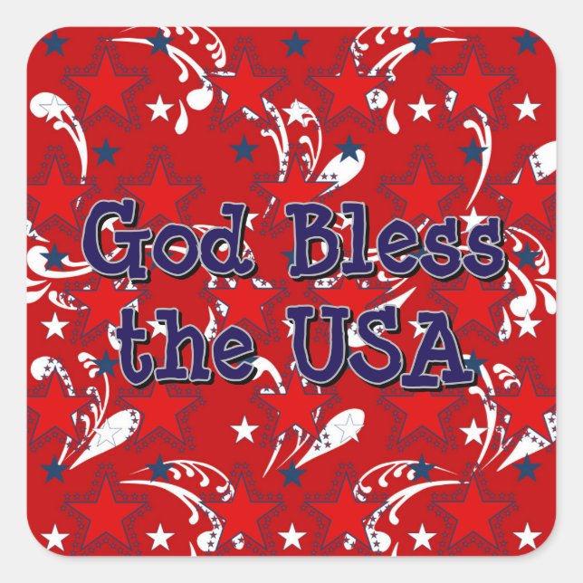 Adesivo Quadrado Deus abençoe do USA Sticker (Frente)